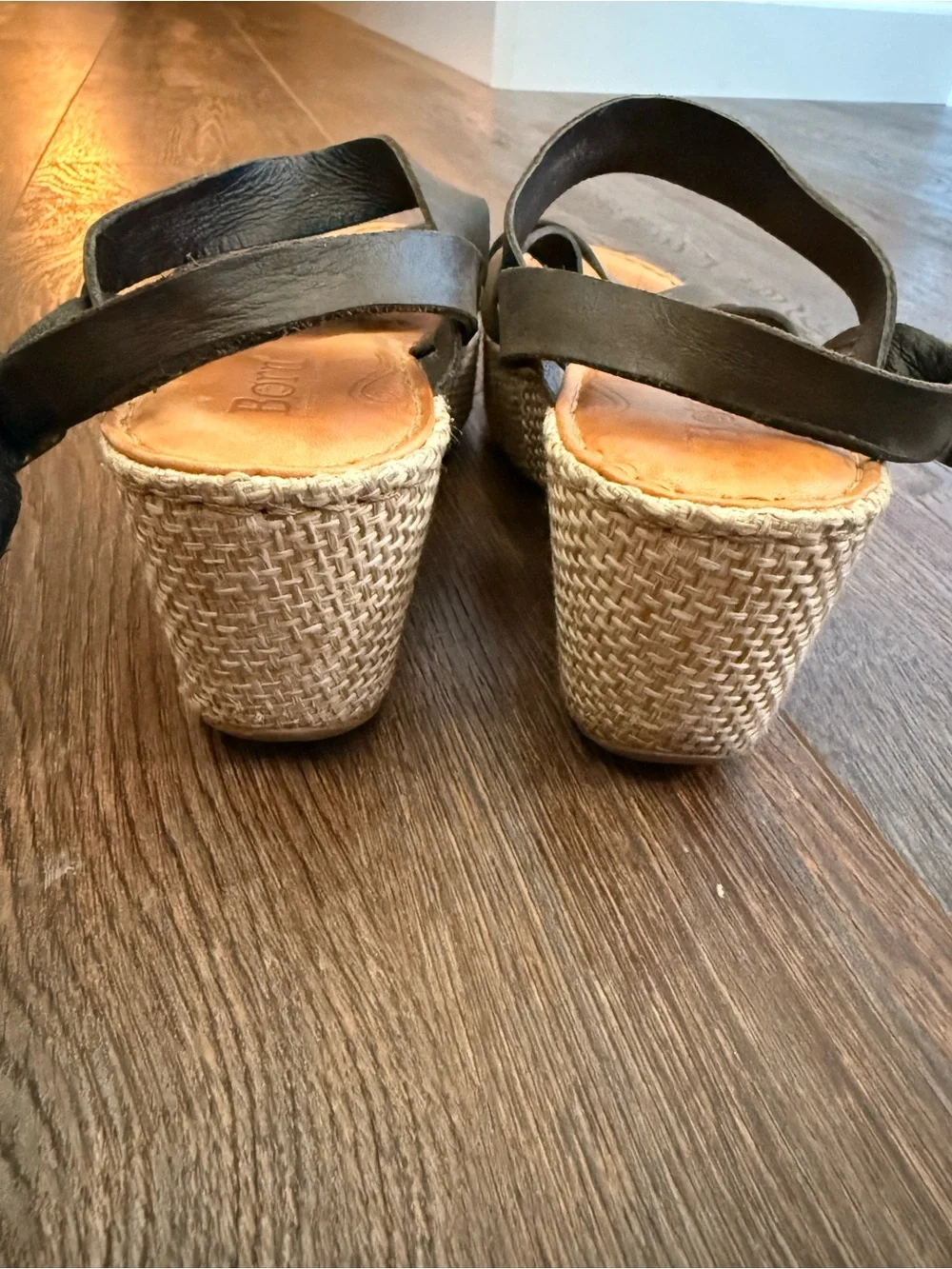 Born Black Leather Platform Sandals